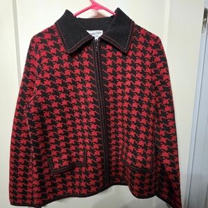 Pendleton Red and Black Houndstooth Zip Jacket